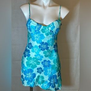 ZARA PRINTED SATIN DRESS FADED BLUE SIZE S | 4661/346/428